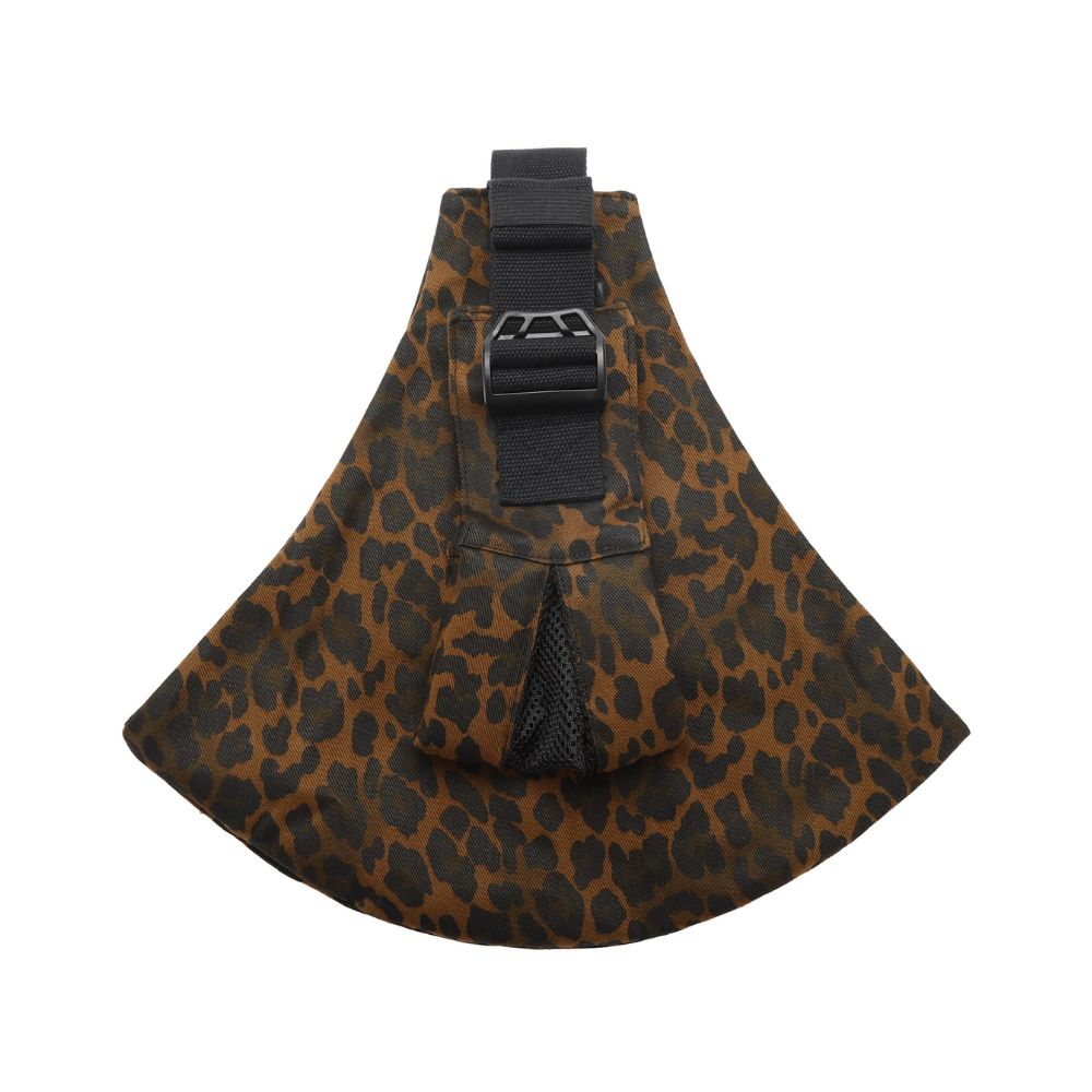 Porte-bébé sling portage hanche, bretelle rembourrée, sangle ajustable, fermeture sécurisée, couleur léopard marron