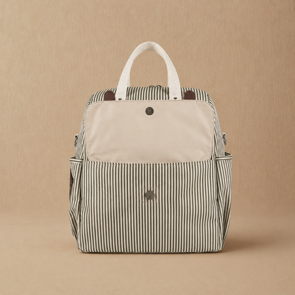 Striped Olive Baby Diaper Backpack