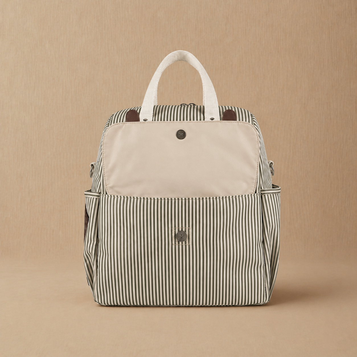 Striped Olive Baby Diaper Backpack