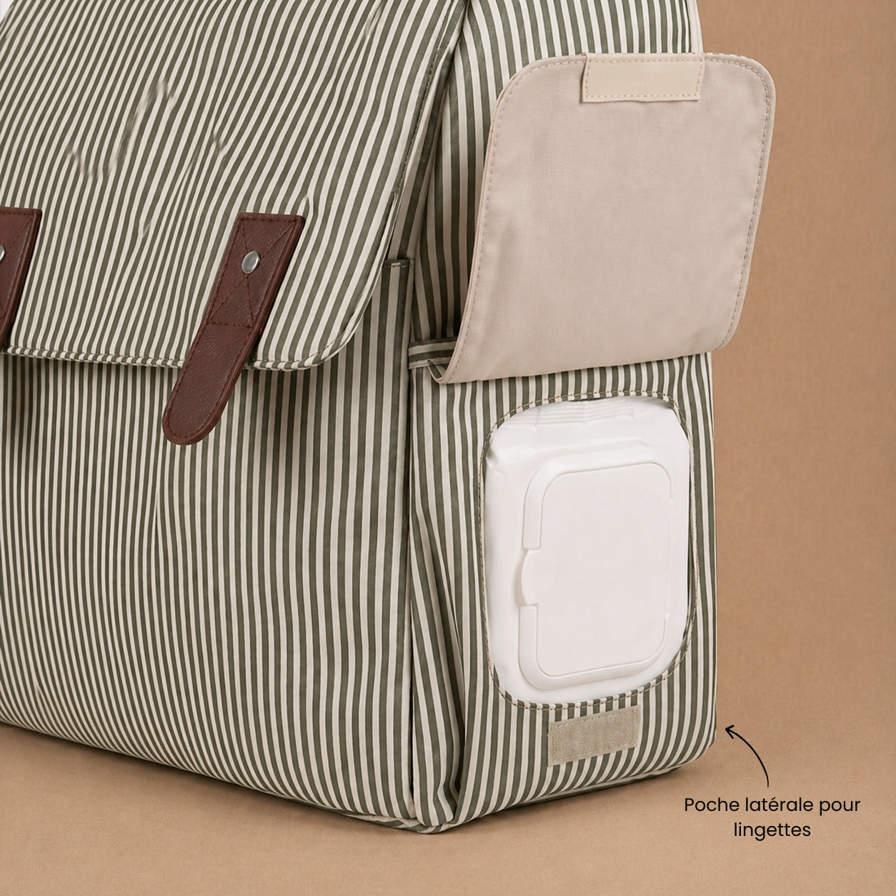 Striped Olive Baby Diaper Backpack
