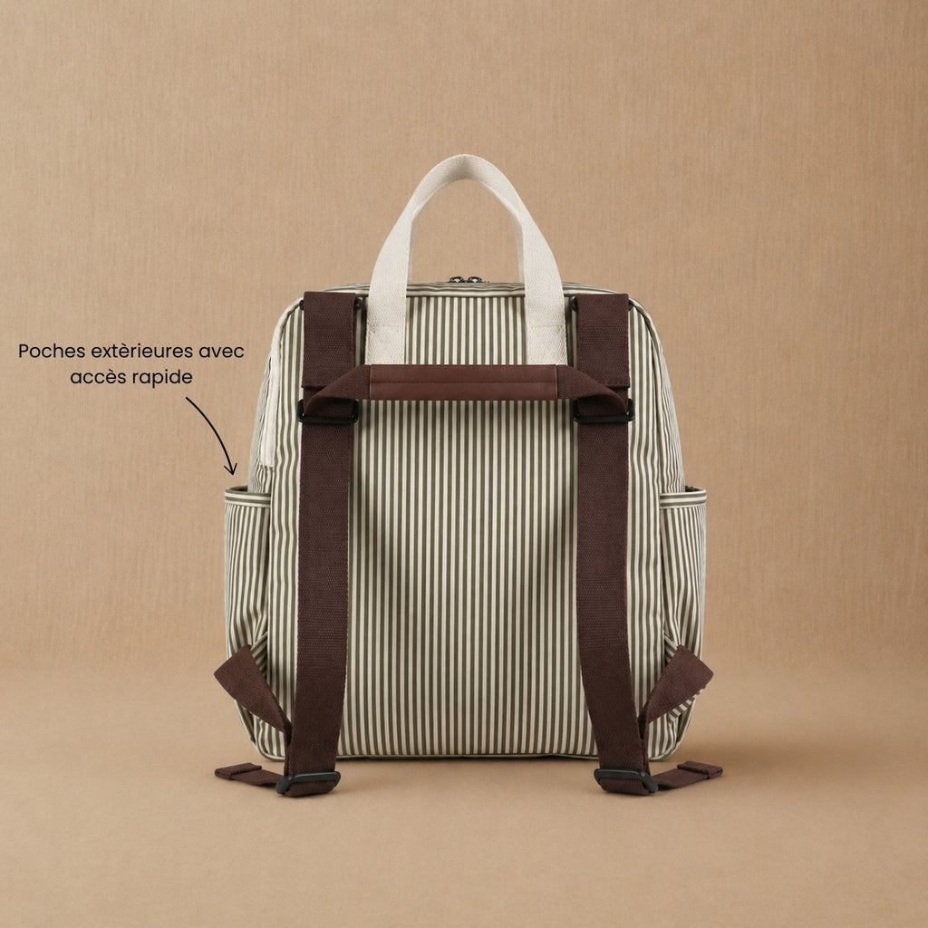 Striped Olive Baby Diaper Backpack