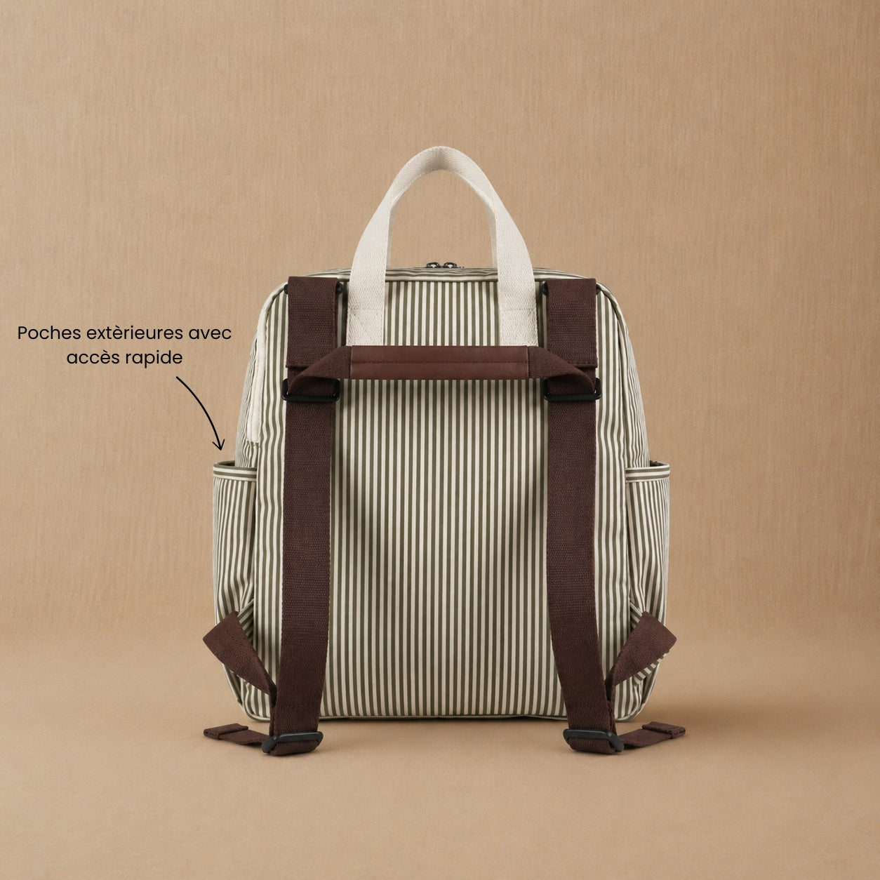 Striped Olive Baby Diaper Backpack