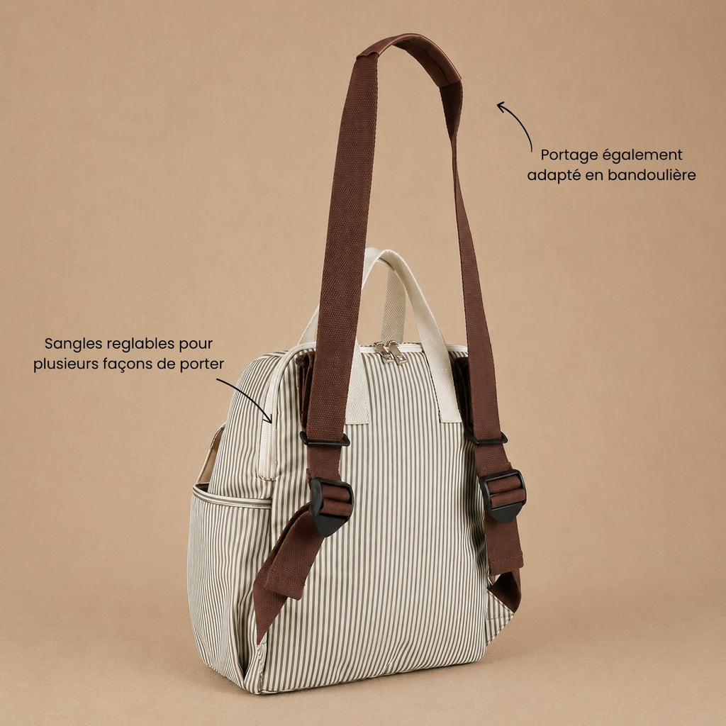Striped Olive Baby Diaper Backpack
