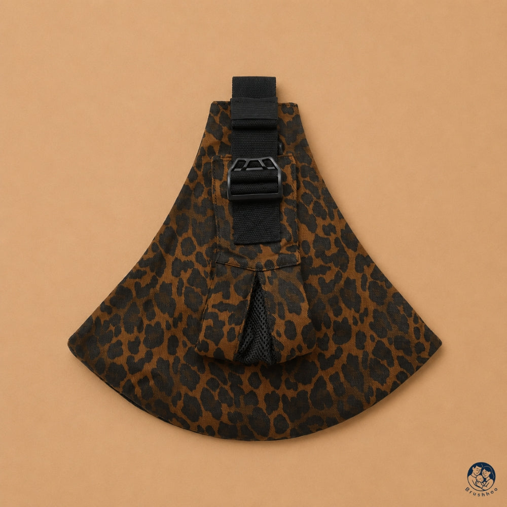 Porte bebe sling motif léopard coloris marron café brushhoo