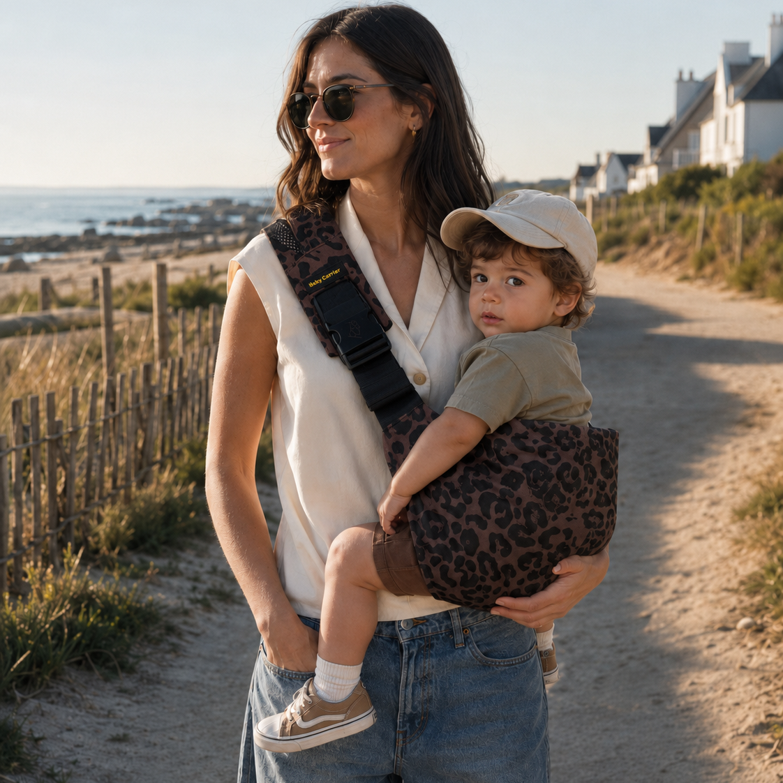Porte-Bébé Sling Léopard Moka