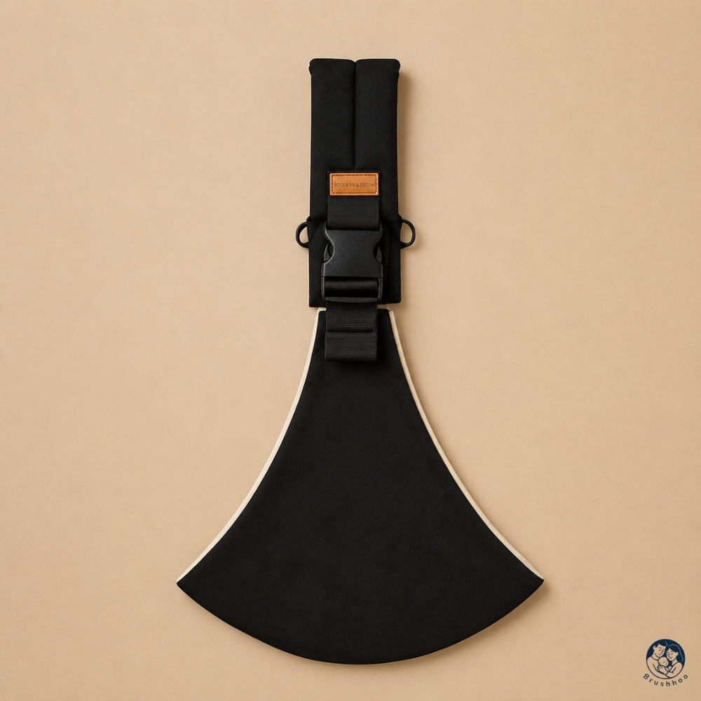 Porte-bébé sling noir marque brushhoo vue de face 