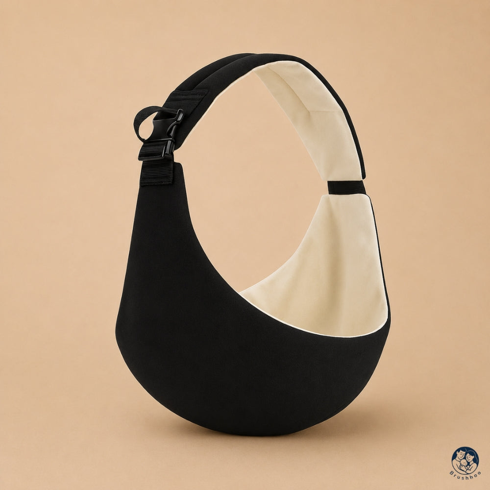 Porte-bébé sling noir marque brushhoo vue de côté