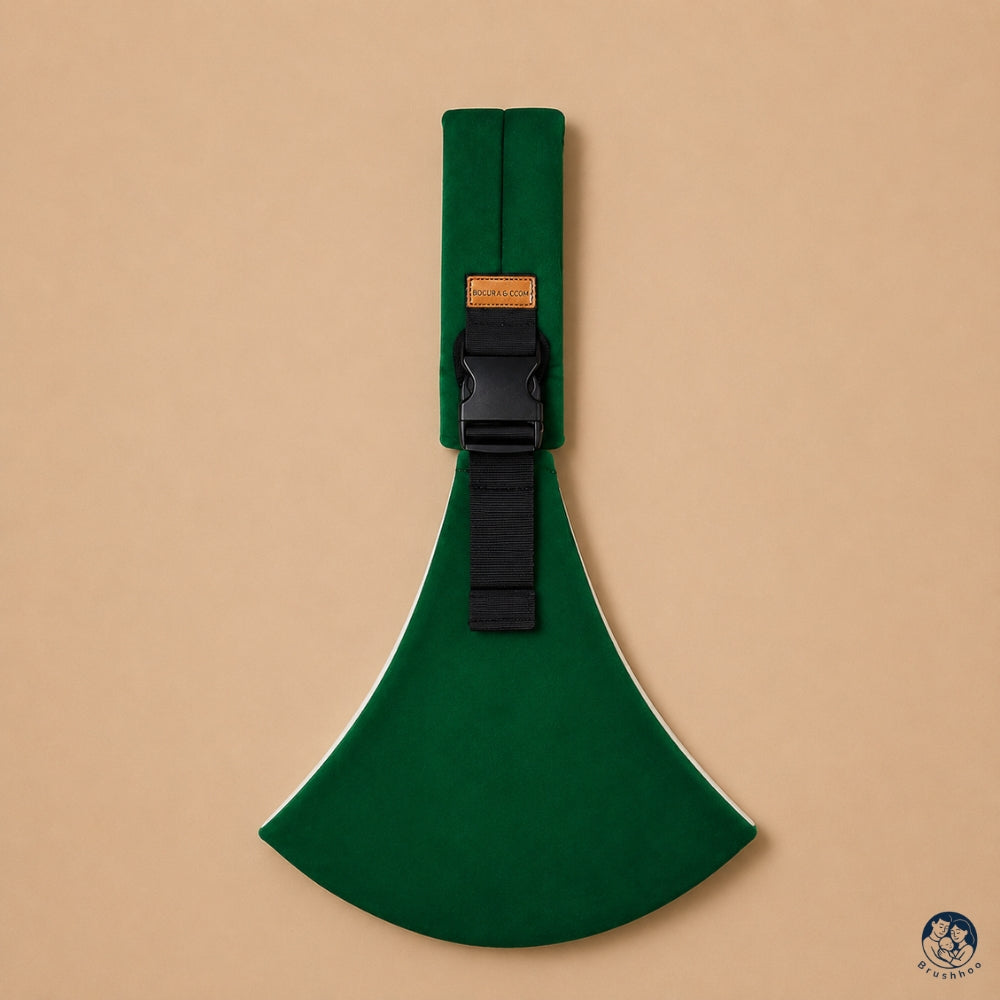 Porte-bébé sling vert marque brushhoo vue de face 