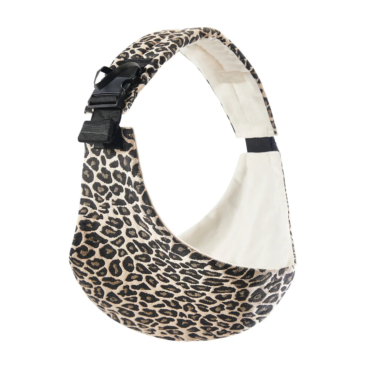 porte bebe sling portage hanche leopard beige clair, fermeture sécurisée