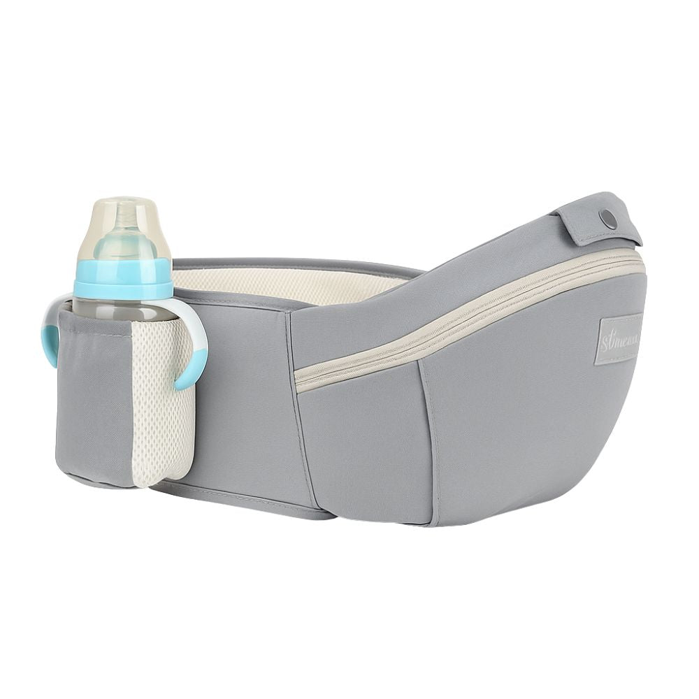 Porte-bébé Ergonomique Siège avec Rangement coloris gris, ajustable, ergonomique, confortable, vue de la ceinture ajustable