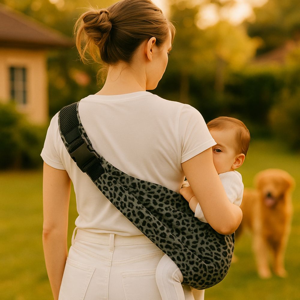 Porte-bébé bandoulière ergonomique Léopard
