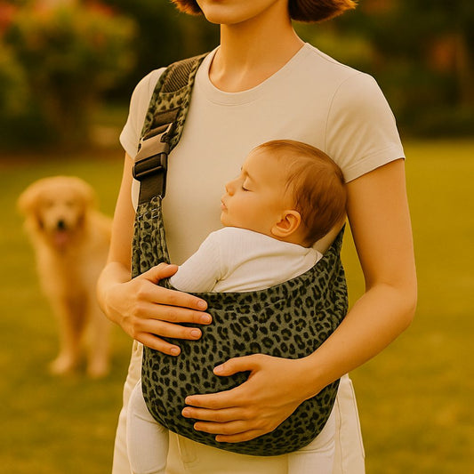 Porte-bébé bandoulière ergonomique Léopard