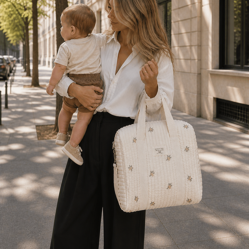 Embroidered Quilted Baby Changing Bag