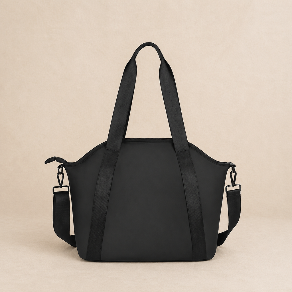 Black Leather Baby Changing Bag