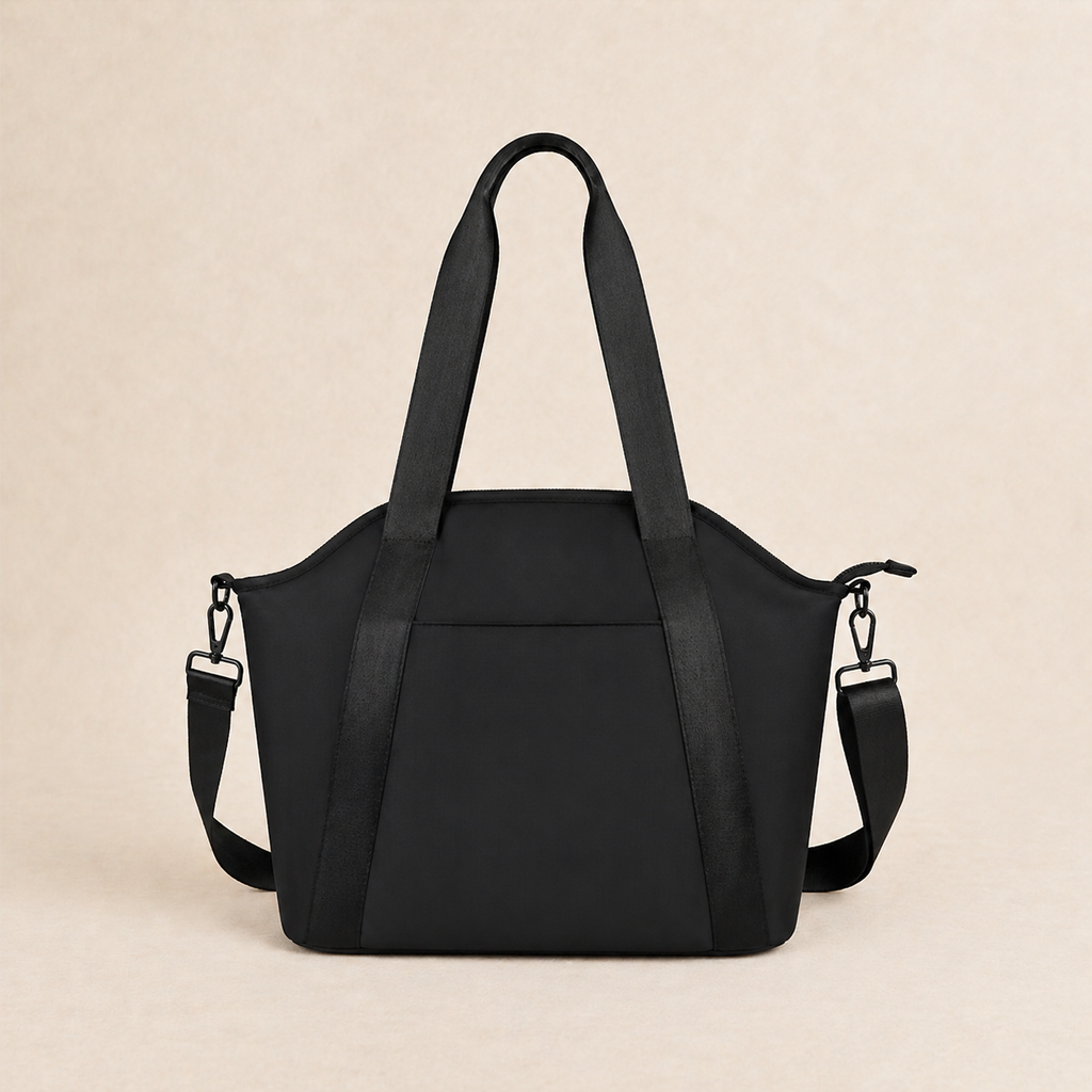 Black Leather Baby Changing Bag