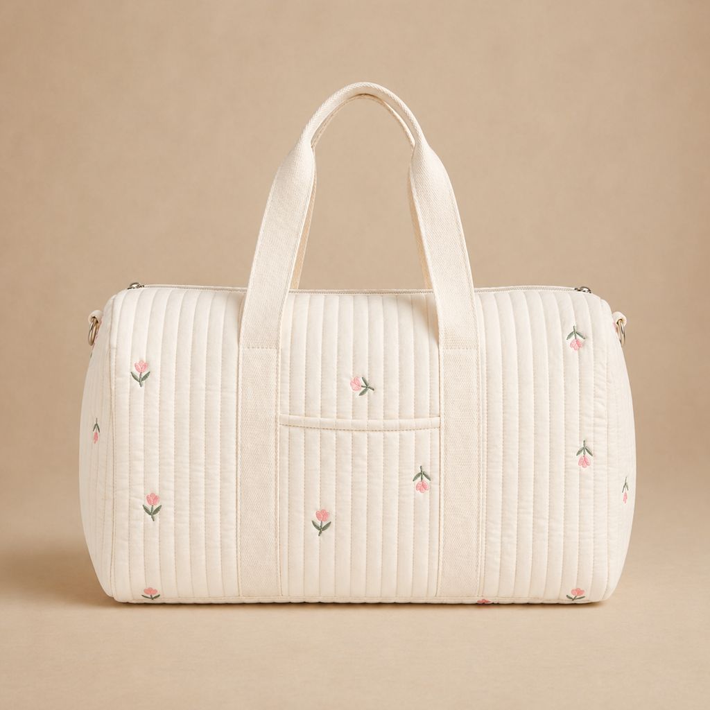 Sac à langer bébé brodé matelassé Brushhoo motif tulipes