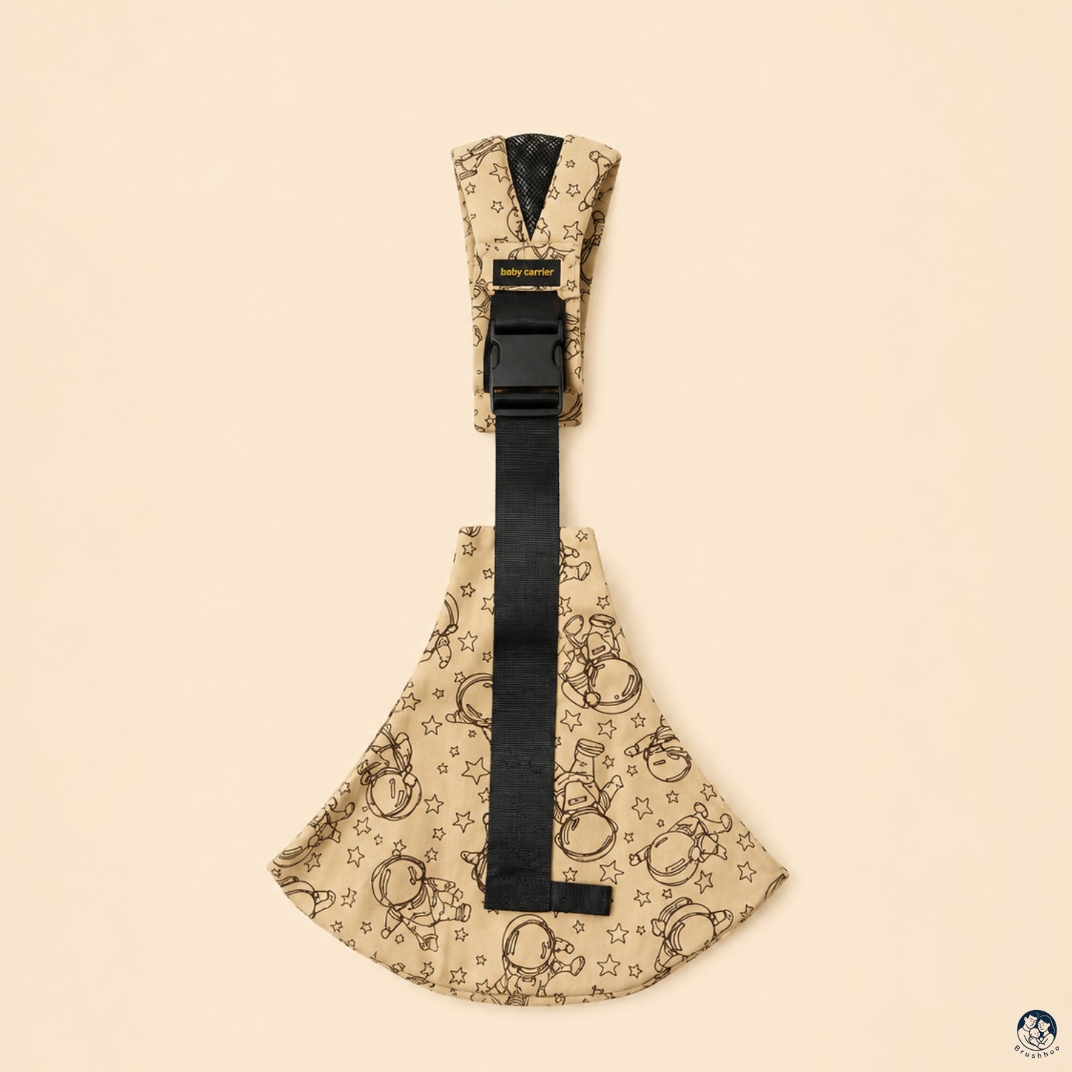 Vue du porte bébé sling cosmos de face sur un fond beige nuancier